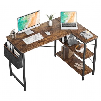 Modern, minimalist L-shaped office computer desk