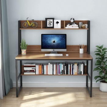 Computer desk with cupboards and bookshelves