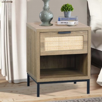 Simple rattan drawer bedside table