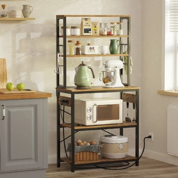 Practical storage shelves in the kitchen