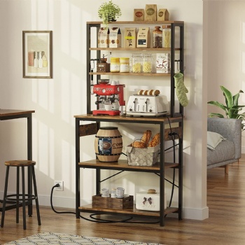 Practical storage shelves in the kitchen